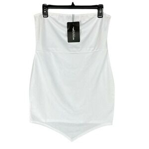 Pretty‎ Little Thing Skirt Womens 12 White Stretch Casual Short Straight Pencil